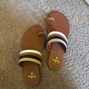 Tessa Natural Multi Vachetta Leather Sandals